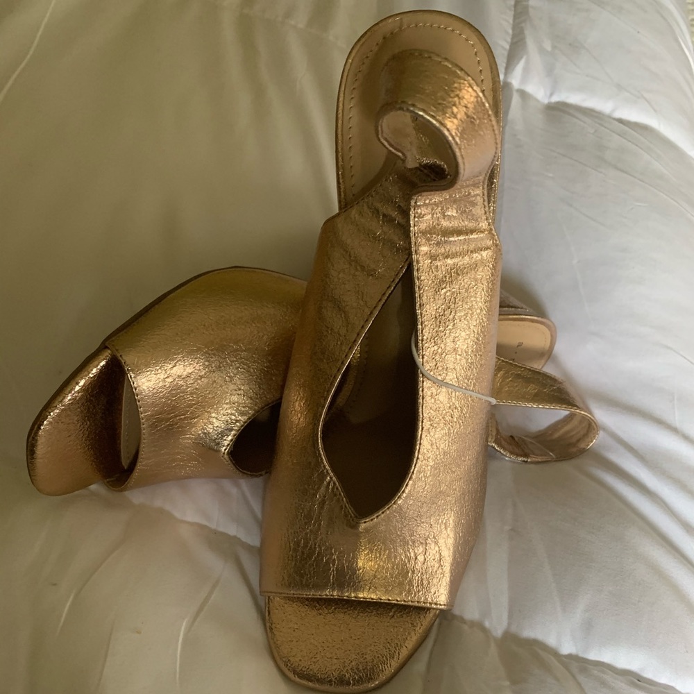 Metallic gold heels